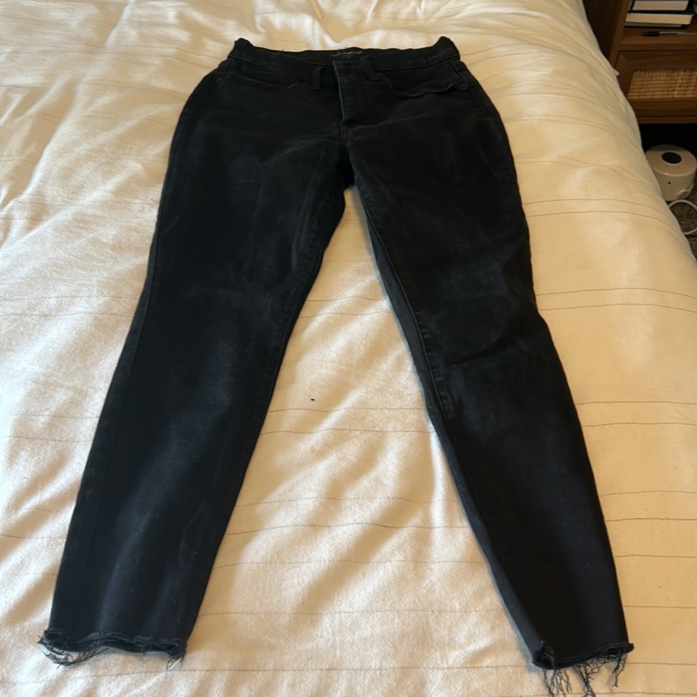 Lucky Brand Bridgette Skinny Jeans with Frayed Hem in Black 6/28